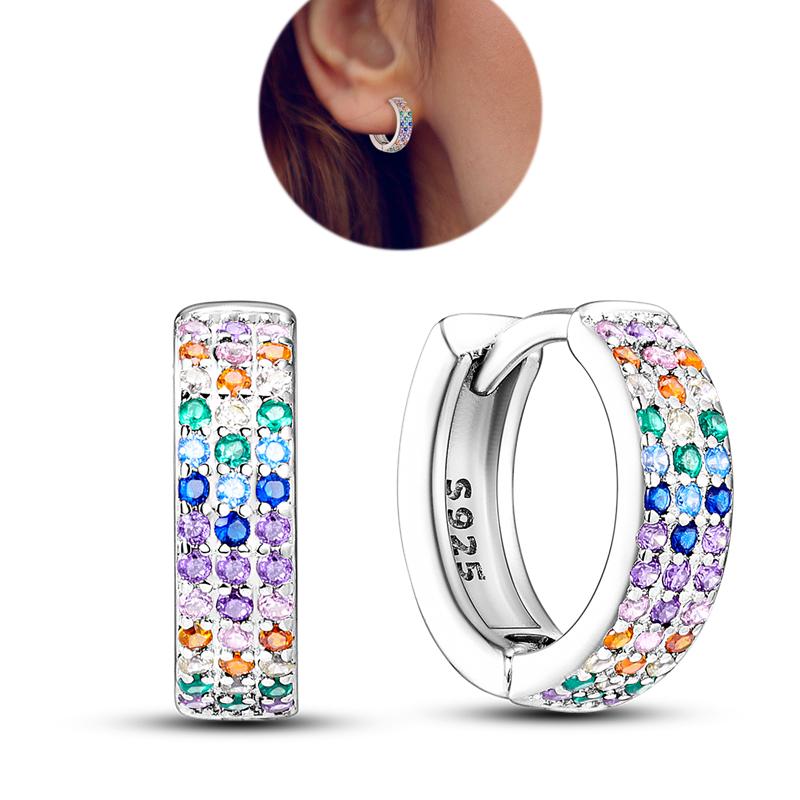 Heißer Verkauf 925 Sterlingsilber Kupfer Herz Ohrringe Passen Original Charms Creolen Für Frauen Mädchen Stecker Ohrring Feine Zirkonia Geschenke