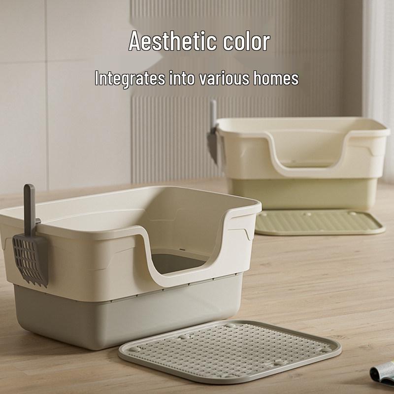 Giant Semi-Enclosed Anti-Splash Deodorizing Cat Litter Box with Mat