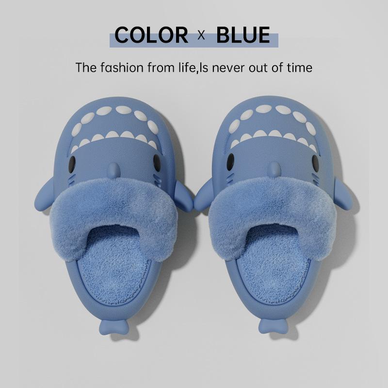 

New Waterproof Plush Boys Girls Shoes Toddler Baby Winter Kids Slippers Shark Slides Indoor Winter Men s Shark Cotton Slipper 36-37