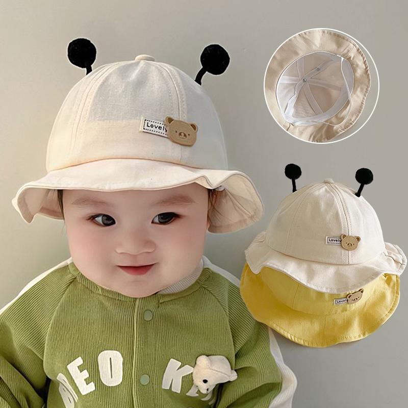 Cute Cartoon Baby Bucket Hat Summer Wide-brim Fisherman Cap for Toddler Boy Girl Solid Color Kawaii Kids Panama Sun Hats