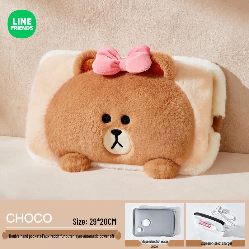 

Rechargeable Brown Bear Plush Hot Water Bottle Pillow – Cute Bed Warmer for Baby and Girl