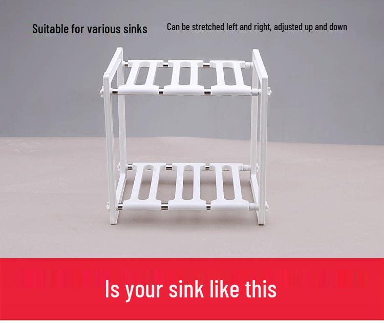 Stainless Steel Double Layer Retractable Kitchen Sink Storage Rack