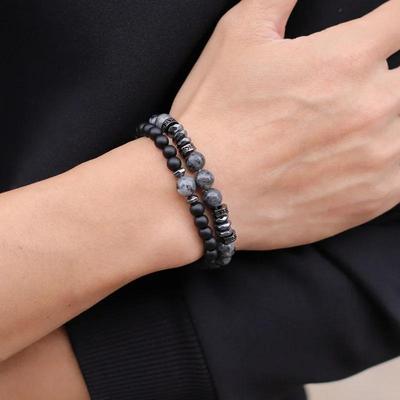 Nuovo Braccialetto di Zirconia Nera alla Moda per Uomo Pietra Ematite Irregolare Braccialetto Curativo 8mm Lava Naturale Occhio di Tigre Braccialetto con Perline