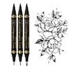 3 Stück/Los Doppelseitiger Multifunktions-Pinselstift Schwarze Tinte Kalligraphie-Pinselstifte Sammlung Kunstmarker 4 Größen für Schülerbedarf