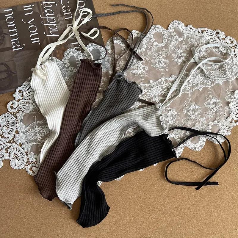 Simplicity Kids Girl Sock Korean Fashion Solid Color Tie Bow Ruffle Calf Sock Autumn Soft Cotton Children School Sock