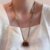 Artisanal Crafted Natural Tigers Eye Stone and Rope Bag Necklace Unique Design Comfortable Wear for Fashion Forward Women Accessory