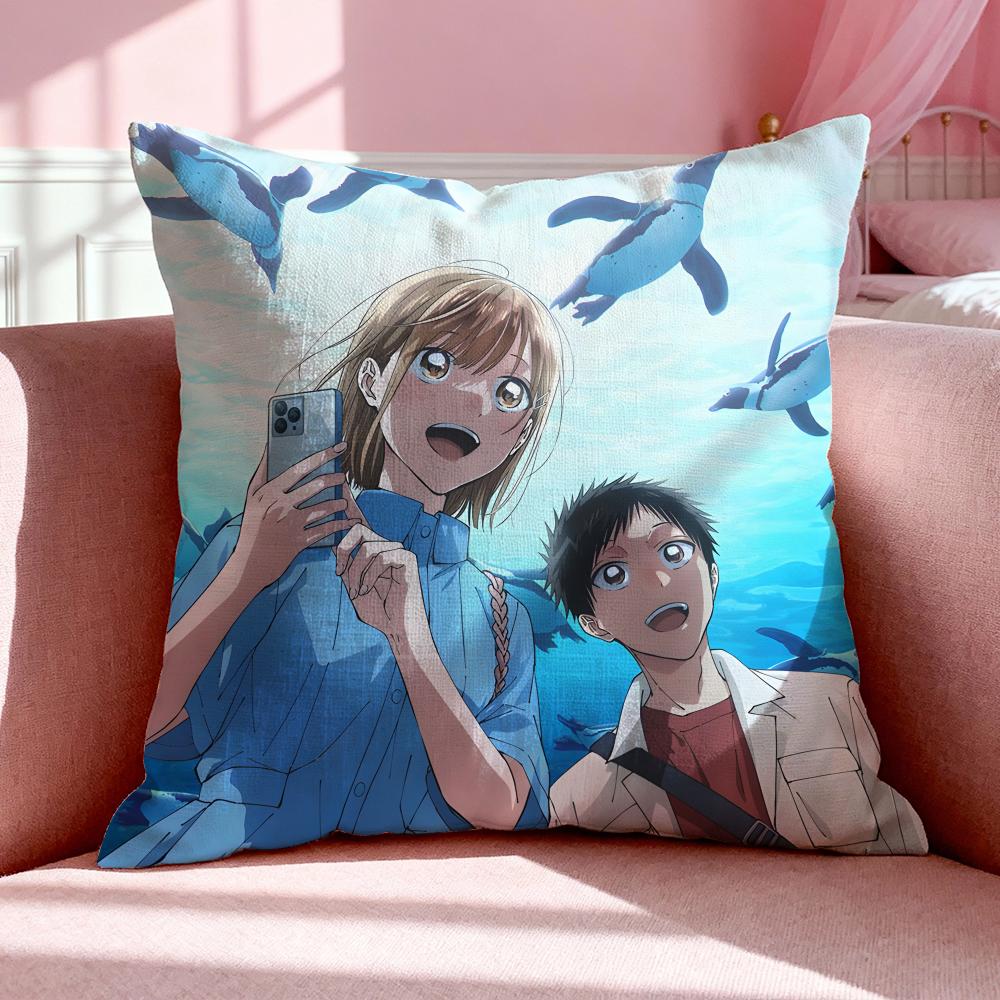Anime B-Blue Box Cushion Cover Breathable Linen Pillowcase Summer Odorless Eco-Friendly Invisible Zipper Washable