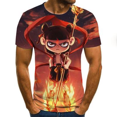 Nezha's Magic Children's Sea Outing T-shirt Summer 3D Printed Men's Round Neck Short Sleeved T-shirt