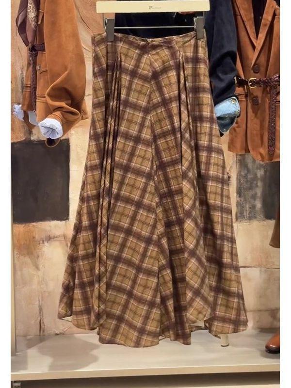 Plaid Retro Skirt for Women - 2025 Trendy Petite Style with High-End Feel L