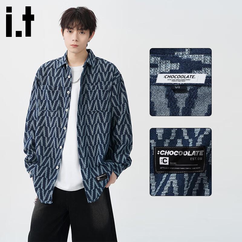 CHOCOOLATEit Men s Long Sleeve Denim Plaid Shirt Jacket XL