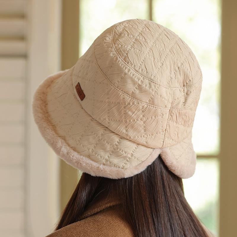 Japanese Autumn and Winter New Velvet Thickened Fisherman Hat Windproof and Warm Hat Women's Face Small Bucket Hat Casual Basin Hat
