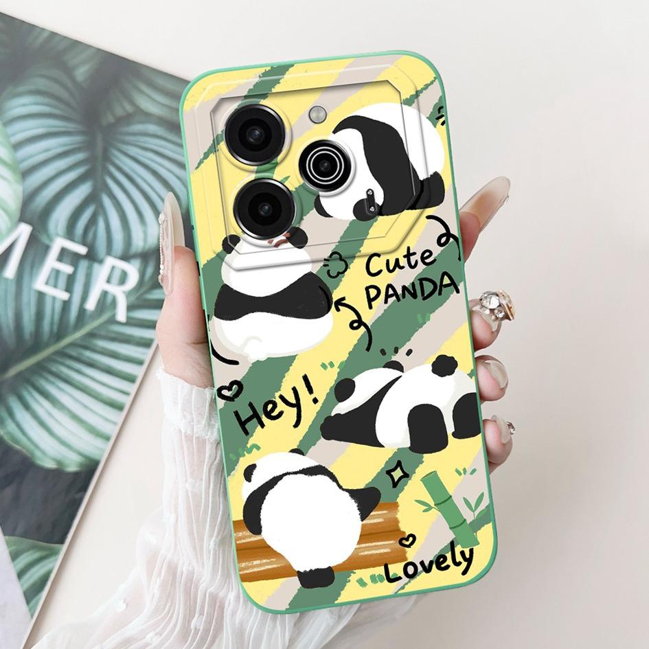 Pova 6 Case For Tecno Pova 6 Pro 5G Silicone Cover Cute Dinosaur Panda Camera Lens Protector Bumper For Tecno Pova6 Pro LI9 Capa