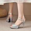 Women Peep Toe High Heels Sandals Fashionable Solid Color Ankle Strap Sandals  New  Wedding Shoes for Women Sandals Women