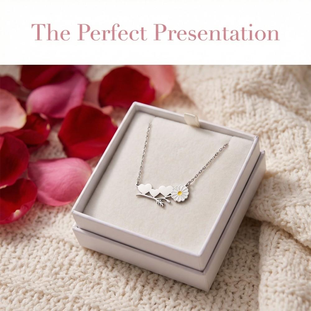 Gold Silver Heart Daisy Pendant Necklace Heart to Heart Stainless Steel Love Inspired Choker Jewelry Vintage