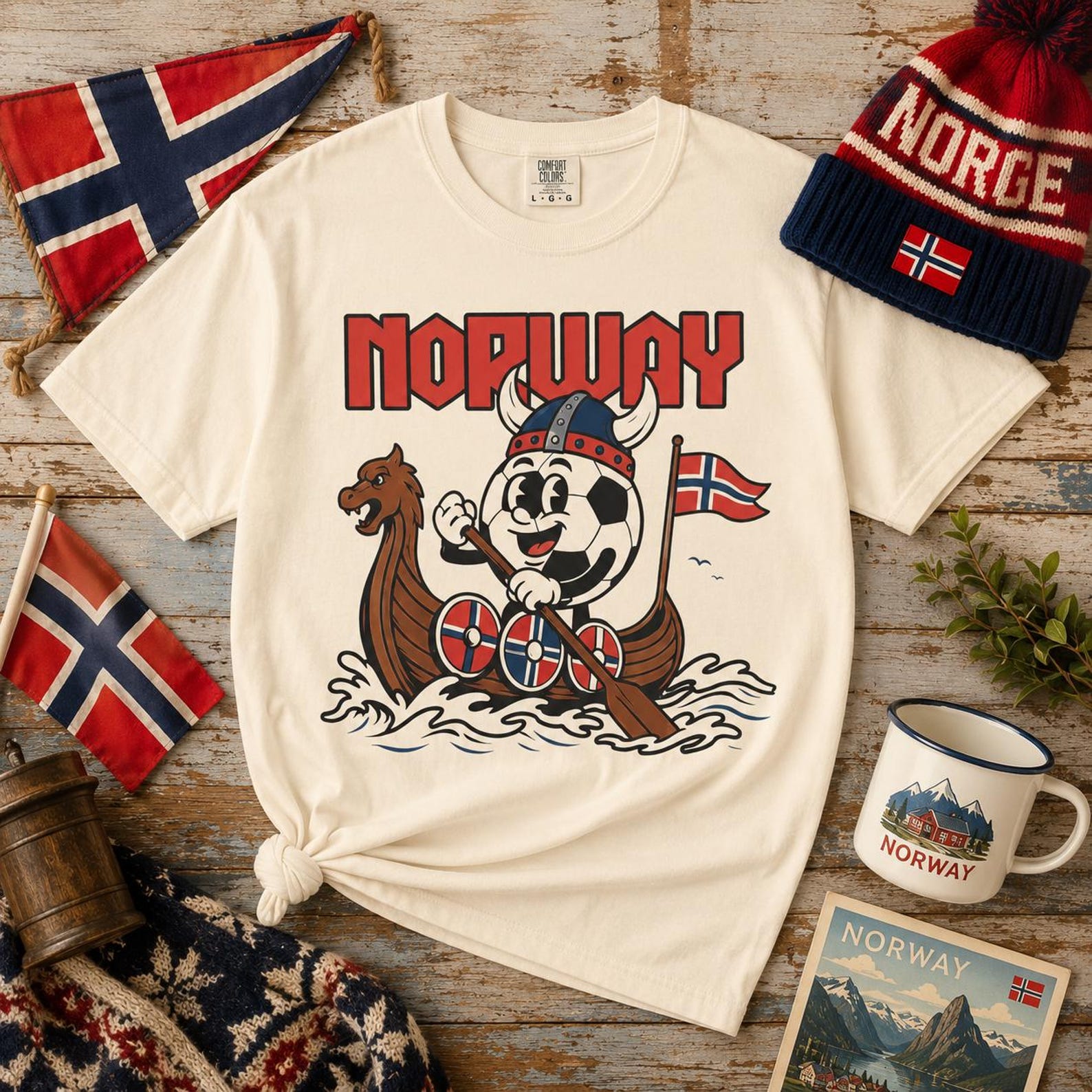 Norway Soccer T-shirt | Soccer Football Fan Tee I Norway Flag Viking M