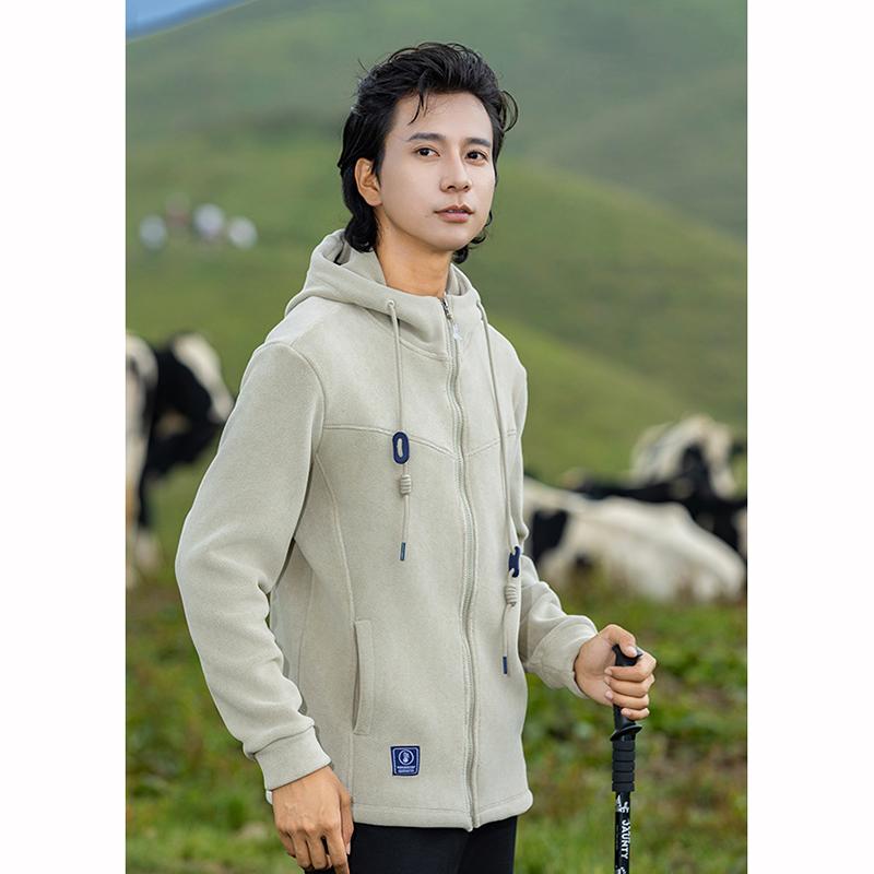 Outdoor Hood Camping Hiking Jacket Men Warm Fleece Thicked Sweater Comfortable