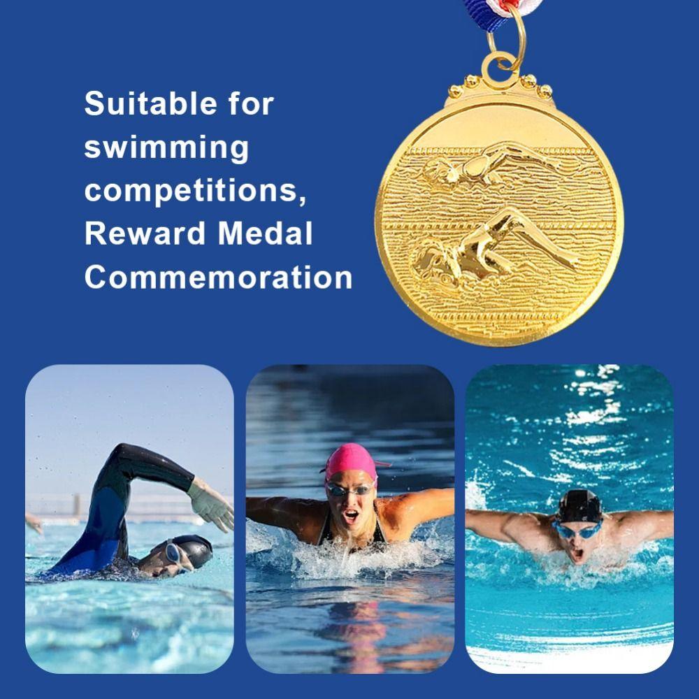 5cm Diameter Swimming Competition Medal Zinc Alloy Sports Award  Activity Contest