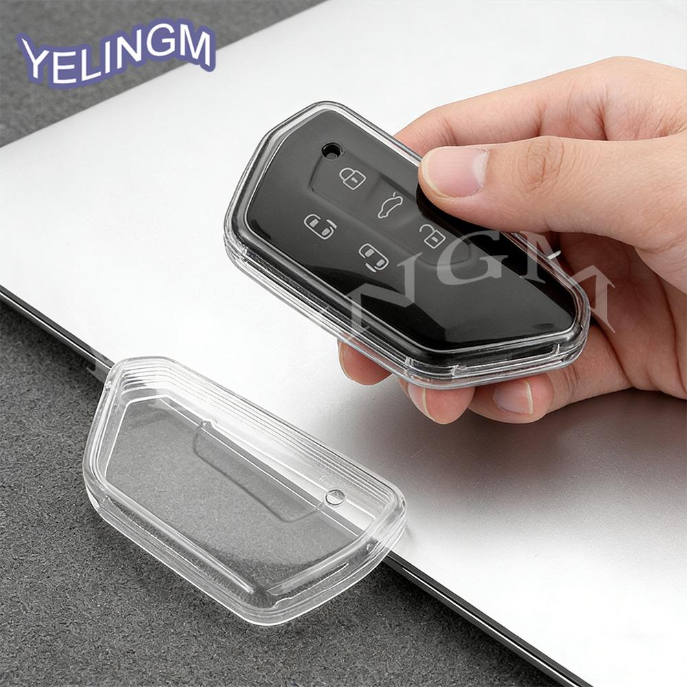 Shell Car Black Tpu Car Key Fob Cover Case Holder For Vw Golf Mk8 Id.4 Car Key Full Cover Key Protective Case