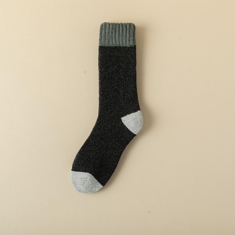 3 Pairs of Men's Autumn and Winter Wool Ring Thick Warm Matching Color Extended Stockings