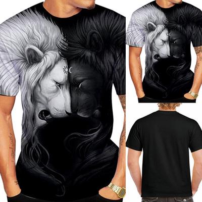 3D Print Crewneck Pullover Casual Workout Short Sleeve Shirt Slim-Fit Muscle Tees S-4XL White Tees Tops for Men
