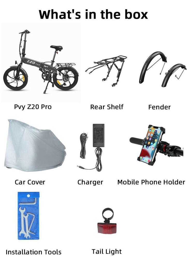 PVY Z20 Pro elektrokolo 500W motor s nábojem 25 km/h Max. rychlost 10,4 Ah Vyjímatelná baterie Dojezd 80-100 km LCD displej – šedý