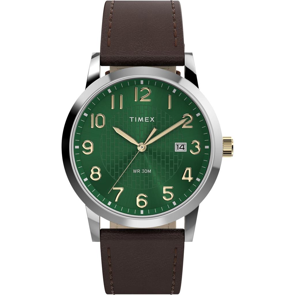 TIMEX Main Street Quartz Watch TW2Y67600 Green Dial Mineral Glass Men's 30m Water Resistant