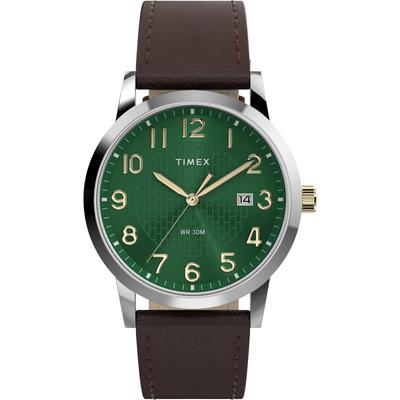 Main Street Quartz Watch TW2Y67600 Green Dial Mineral Glass Men's 30m Water Resistant