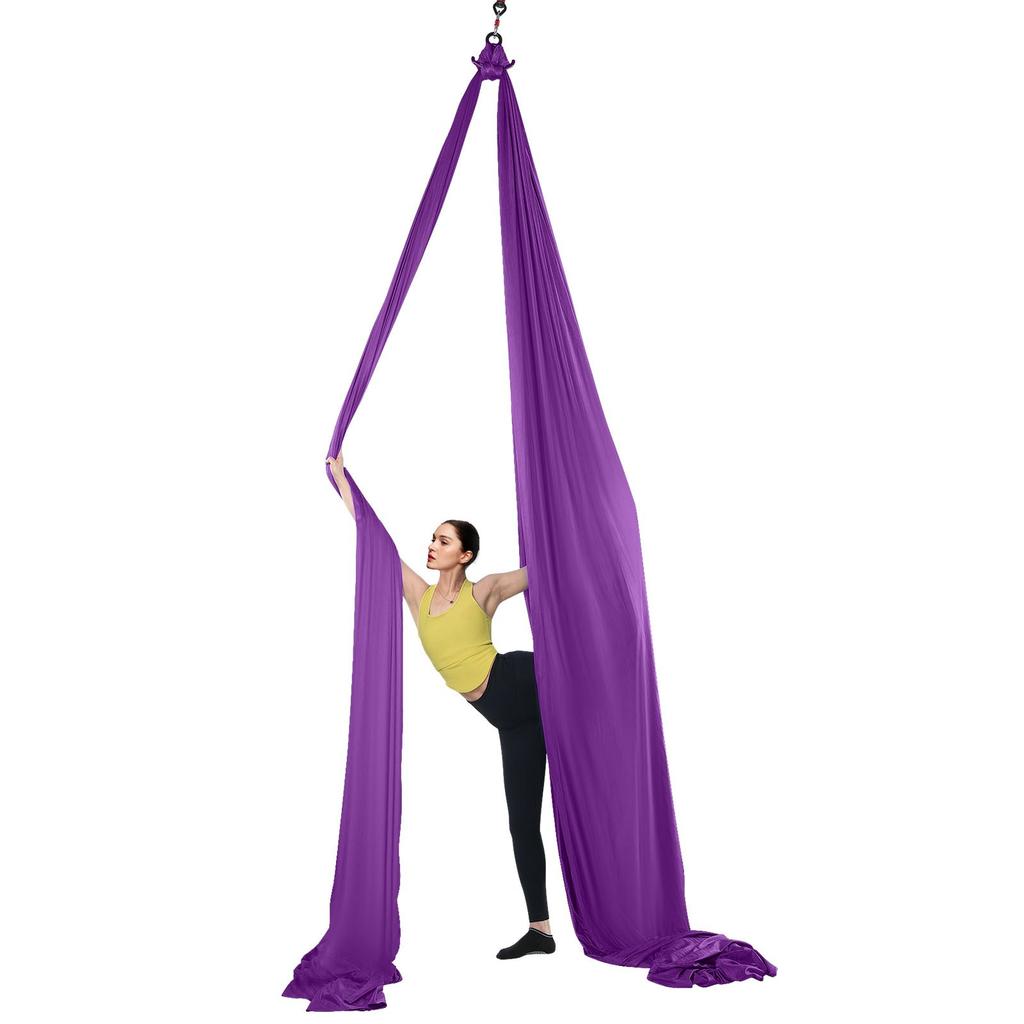 VEVOR Tessuto Aereo & Altalena Yoga, 8 Metri, Kit Amaca Yoga Aereo con Tessuto in Nylon 100 gsm, Kit Completo di Montaggio e Guida Facile all'Installazione