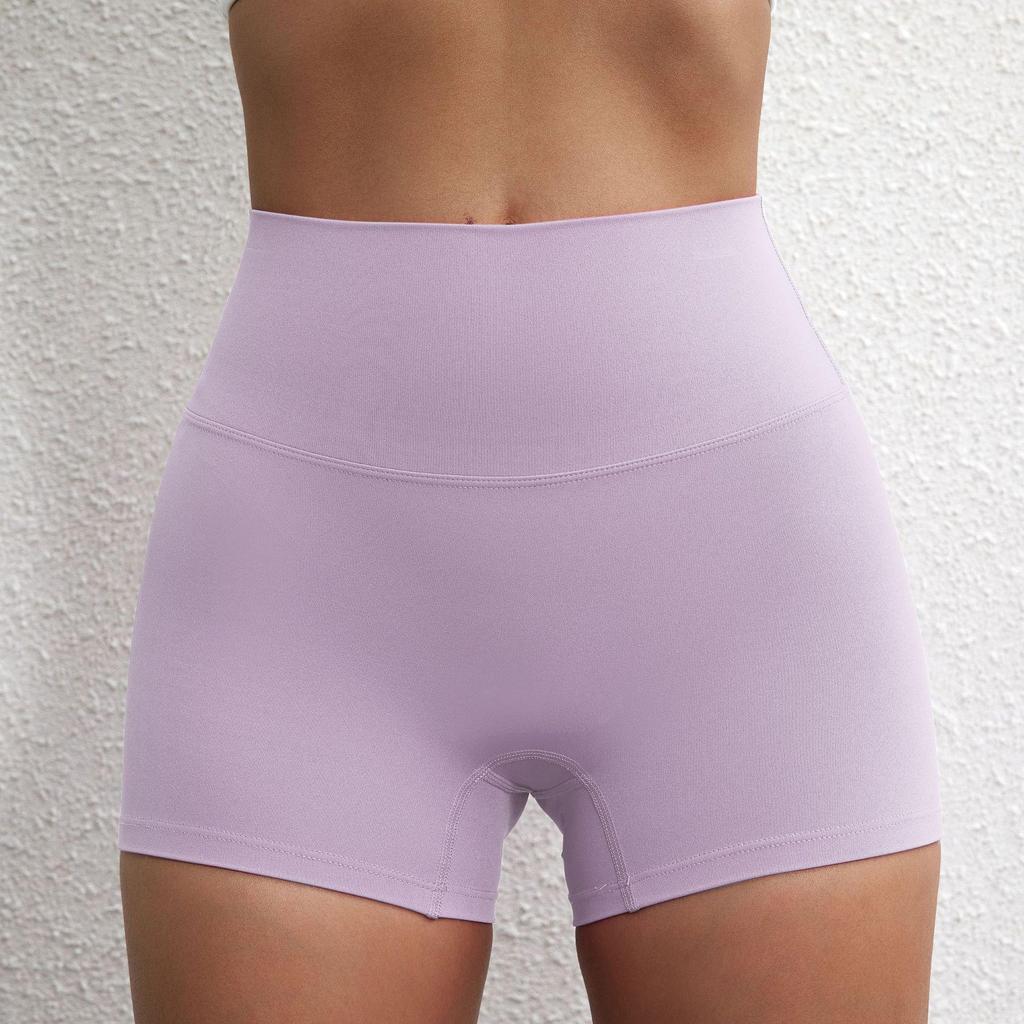 Plain Color High-Stretch Yoga Shorts - Soft, Three-Quarter Length Base Layer