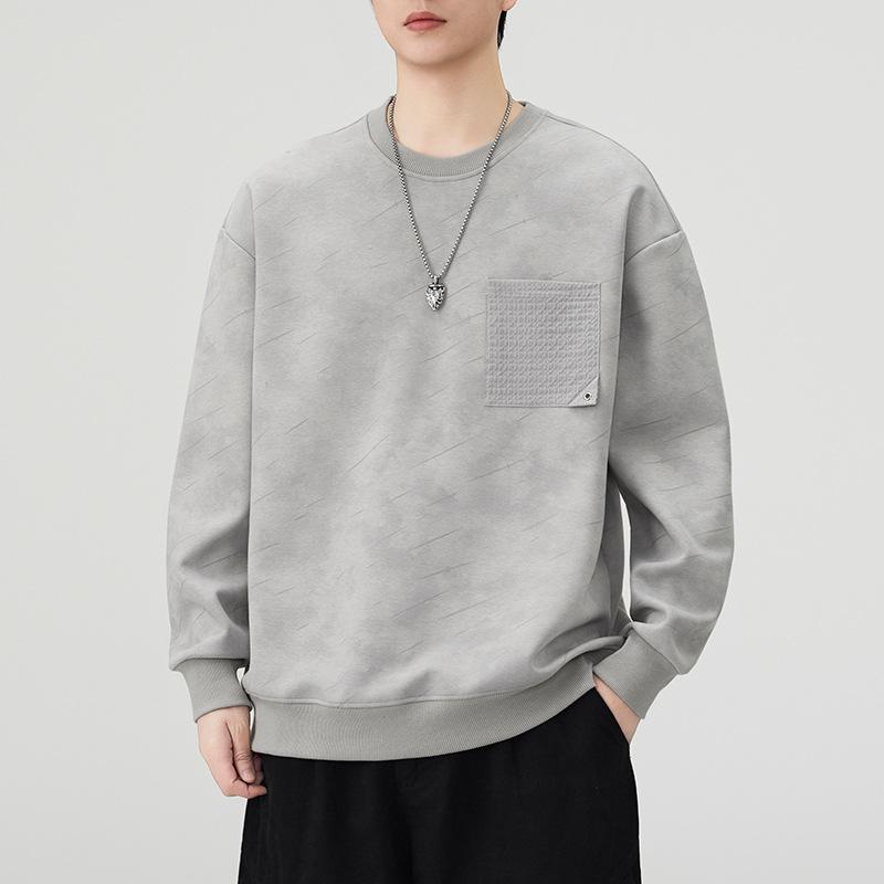 Autumn New Splicing Pullover Sweater Men's Trend Loose Casual Top and Clothing