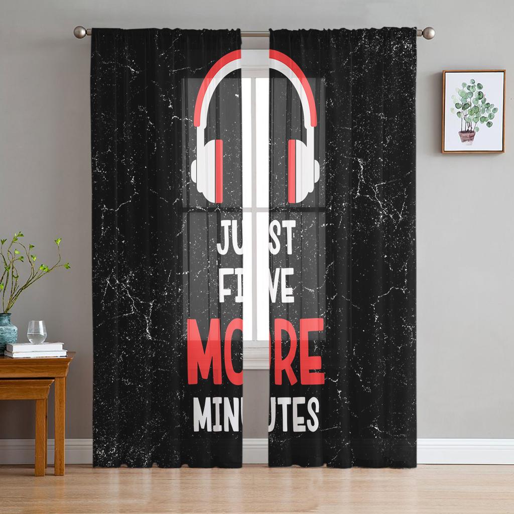 Colorful Game Console White Tulle Curtains for Living Room Decoration Modern Chiffon Sheer Voile Kitchen Bedroom Window Curtain