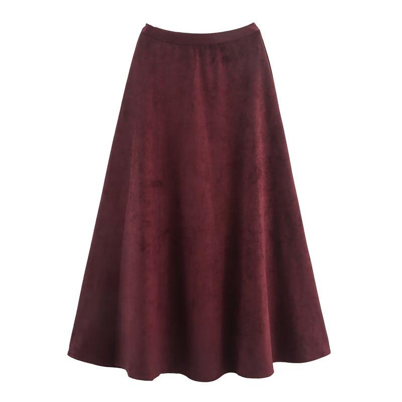 

Kaslead New Women clothes Western Style Fashion Elastic Waist Big Hem Umbrella Skirt Skirt Long dress Burgundy M