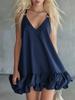 New Summer Women's Collection Elegant and Casual Solid-Color V-Neck Ruffled Mini Skirt