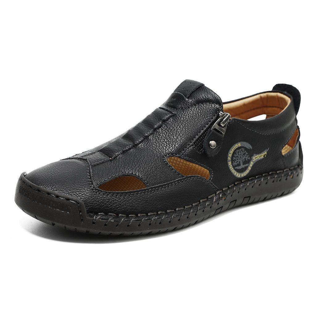 Men's Breathable Stitched Beach Sandals - Wear-resistant Outdoor Sports Style, Big Size Shoes