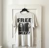 VINTAGE Free Weezy Basic Style 90er Weißes T-Shirt Unisex Tee NACHDRUCK Baumwolle Voll