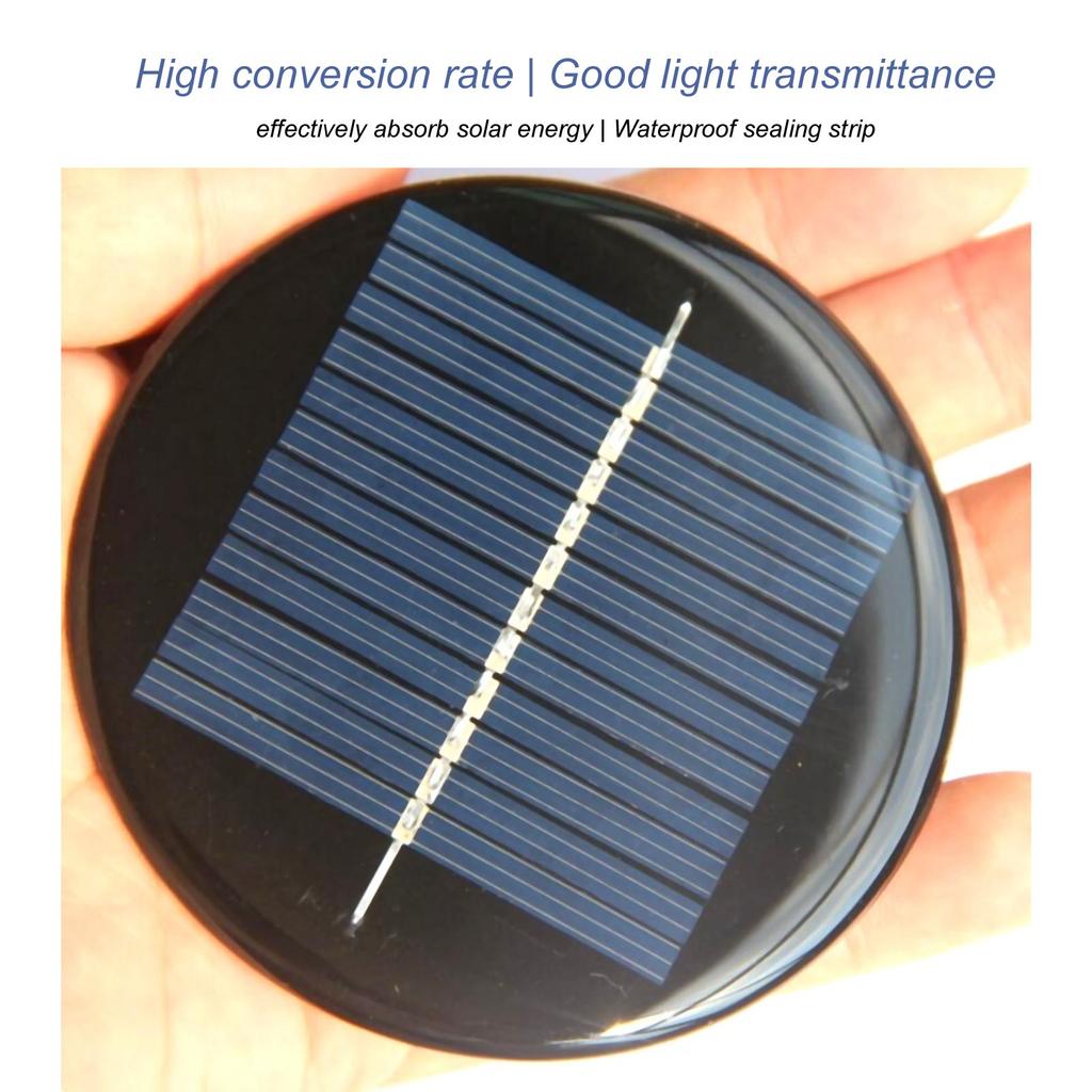 2Pcs Solar Panel 6V Round 80mm High Conversion Rate Good Light Transmittance Polysilicon Solar Cell Panel