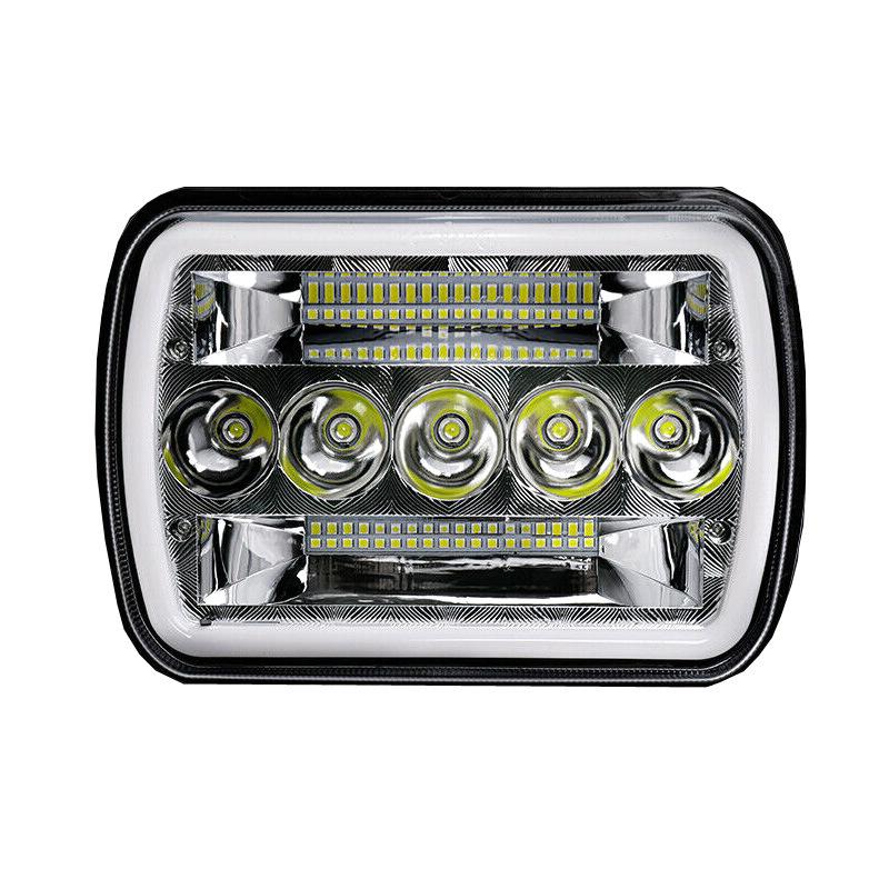 

Square 7inch Headlights 5X7 With Aperture Angel Eye Dual Color Hi-Low Beam Lamp For Jeep Wrangler Off-road Truck DRL headlights 1pc