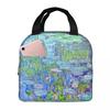 Female Long Water Lilies Claude Monet Insulated Lunch Bag for Women Kids Leakproof Food Boxes Thermal Lunch Box Tote