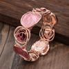 Color Painted Oil Geometric Rose Elastic Bracelet Fashion Premium Ladies Versatile Alloy Bracelet