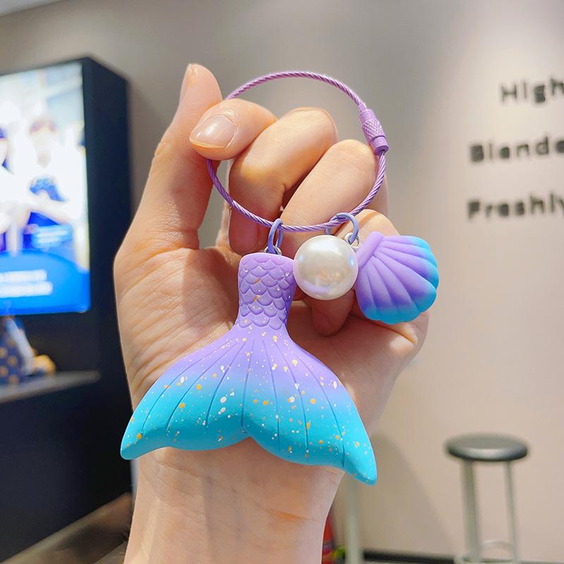 

Creative Gradient Pearl Mermaid Tail Keychain - Elegant Car Keyring & Women s Bag Pendant Gift