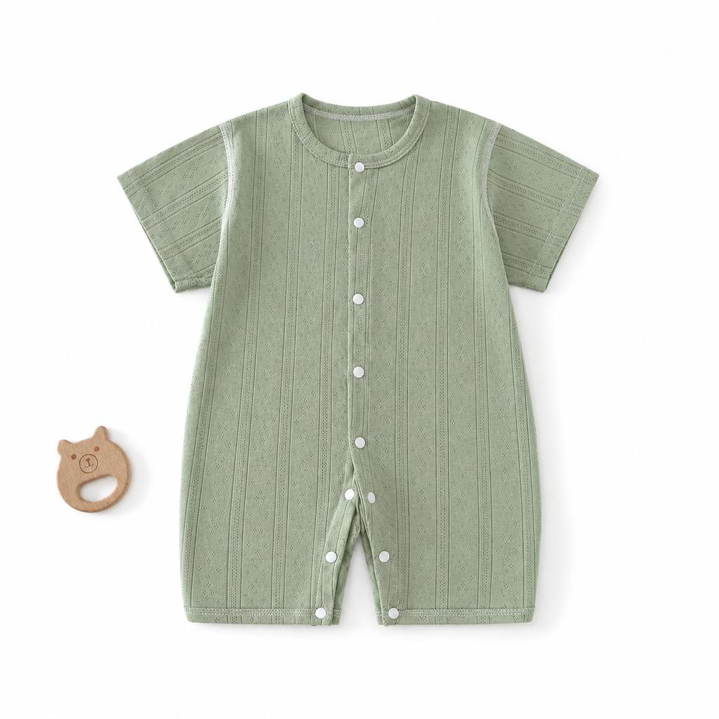 Baby Short Sleeved Jumpsuit Summer Newborn Breathable Mesh Air Conditioning Suit Boys Girls Infant Thin Sleepwear Crawling Suits