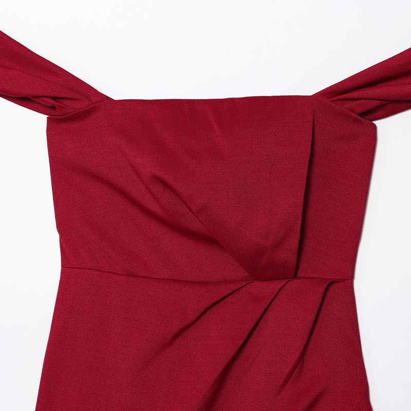 Kaslead New Women Clothes Western Style Drop Shoulder Sleeve Strapless Mini Dress 8634303