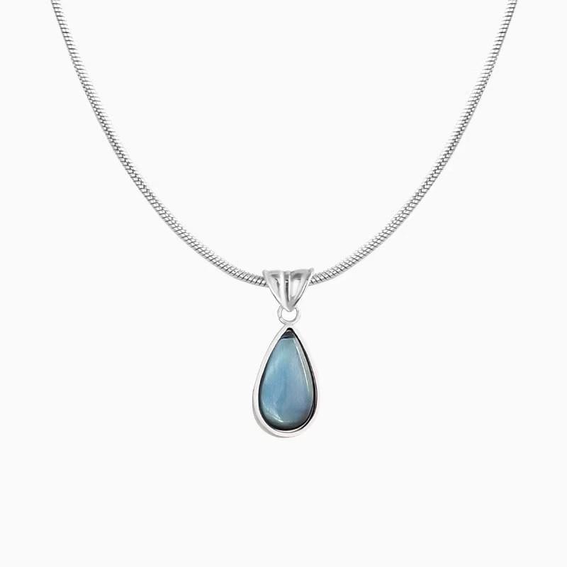 Mermaid Tears Temperament Niche Versatile Blue Water Drop Pendant Necklace Women'S Fashion Light Luxury High Sense Collarbone Chain