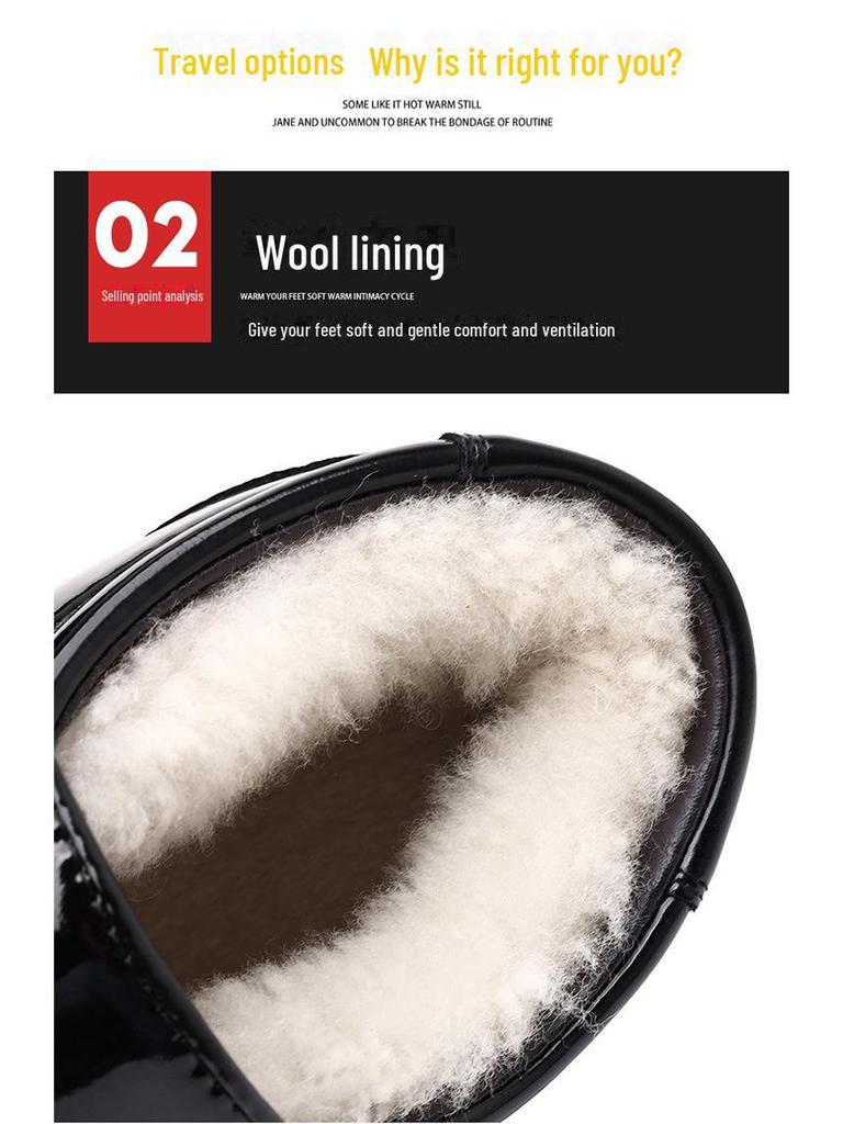 Herren Verdickte Samt Wolle-Baumwolle Lackleder High-Top Winterschuhe