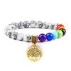 European & American Cross-Border E-commerce Creative 8mm Bead Bracelet with Volcanic Lava & Wooden Beads featuring an Alloy Tree of Life Pendant.