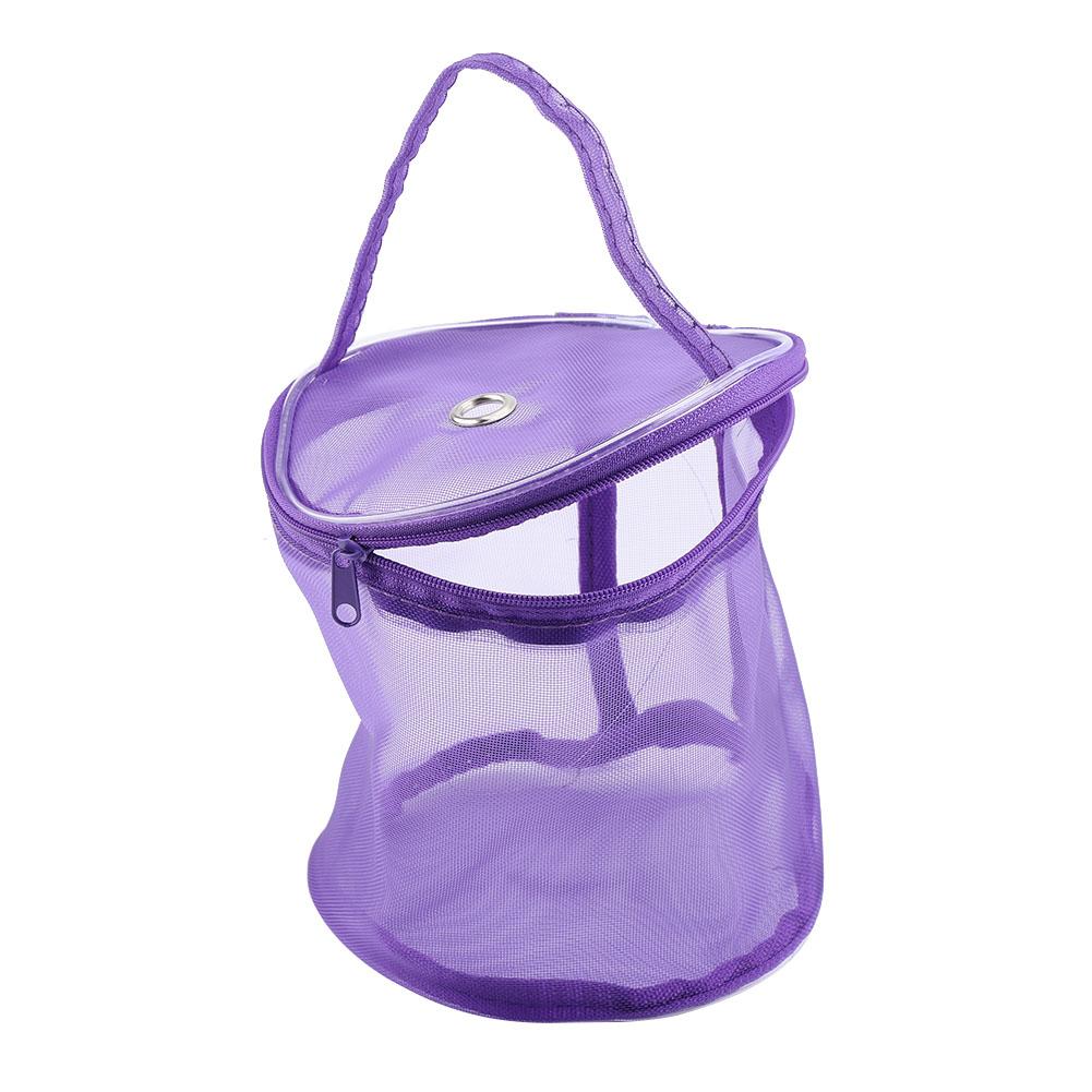 Portable Storage Bag Cylinder Mesh Wool Yarn Convenient Exquisite Container Handbag (Purple)