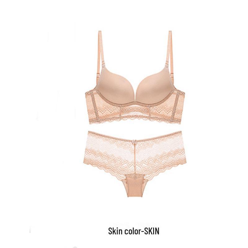 European & American Sexy Backless Bra Set: U-Shaped, Small Chest, Gathered Effect