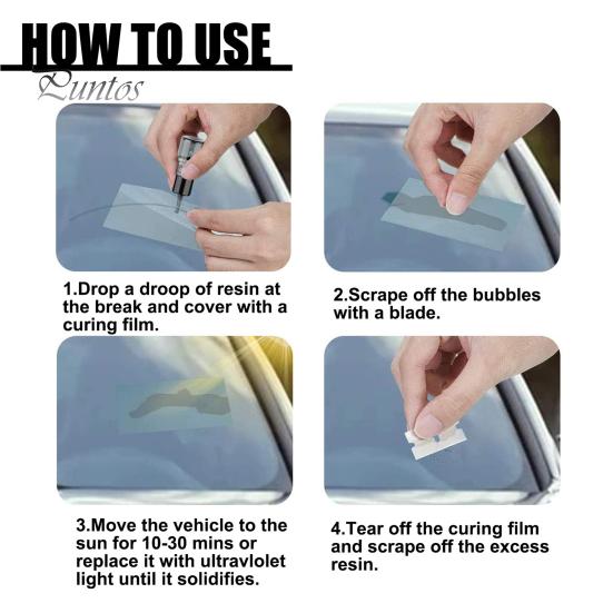 Sada na opravu prasklin čelního skla automobilu Odolná proti UV záření Dlouhotrvající efekt Snadné použití Sada kapaliny na opravu prasklých skel v automobilech