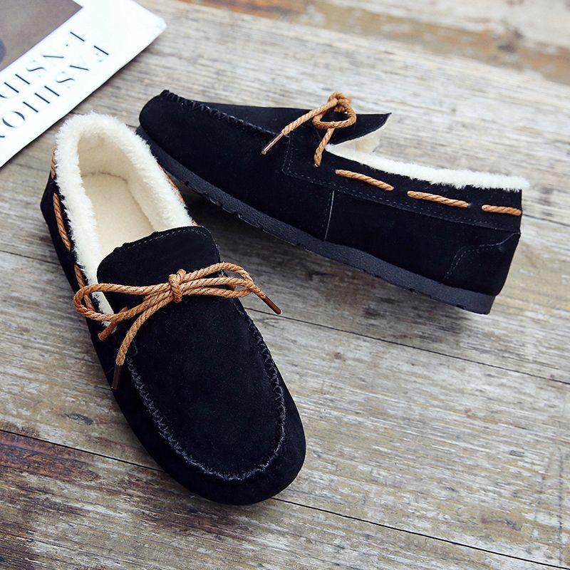 Winter Women's Shoes 2025 New Korean Version of Versatile Students Keep Warm with One Pedal, Lazy Casual Flat-bottomed Velvet Doudou Shoes