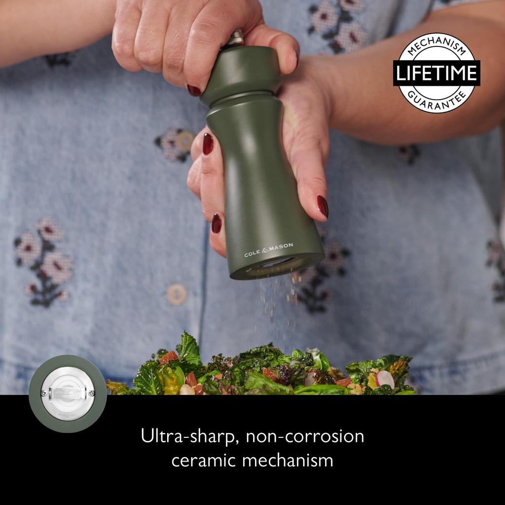 Cole & Mason Kenton Salt and Pepper Mill, Rosemary, Adjustable Grind, Durable Ceramic Mechanism, Includes 1 Grinder, 15cm